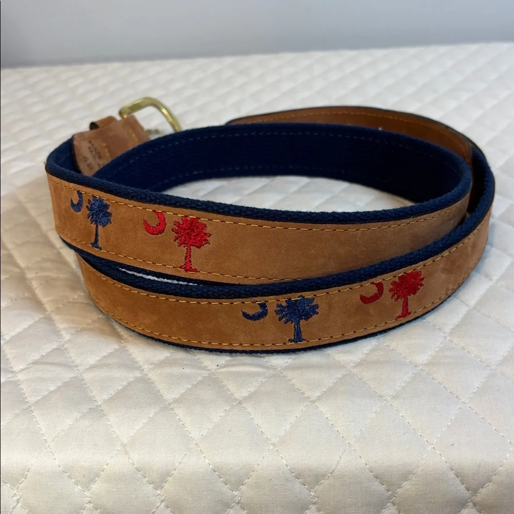 Zep-Pro Canvas and Leather Belt South Carolina Moon and Palm Tree Designs